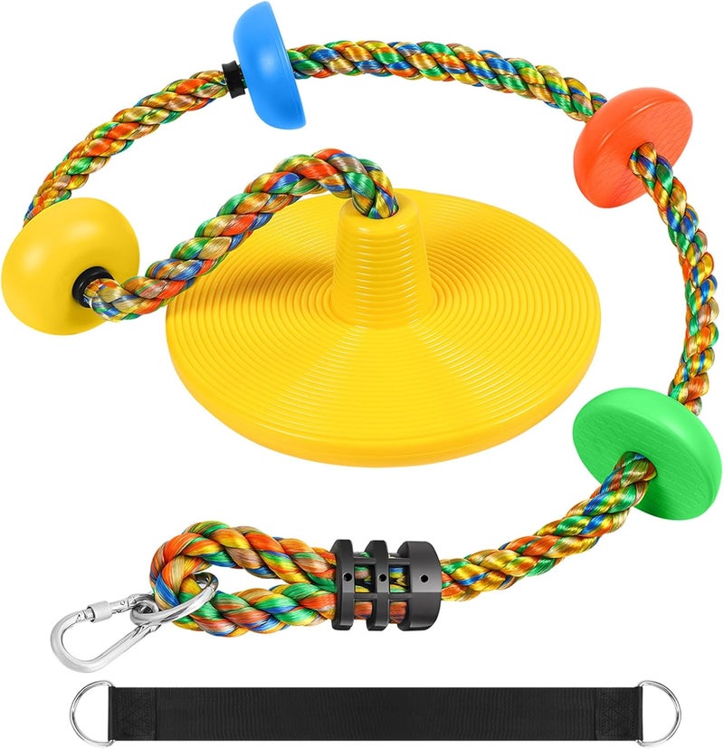 ZNCMRR Climbing Rope Tree Swing with Platforms and Disc Swing Seat Set Outdoor Playground Accessories for Kids Including Hanging Strap & Carabiner Rope Swings for Tree Kids Swing Set Accessories - Image 1
