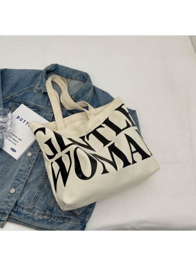 Generic - Women's Large Capacity Shopping Bag, Ladies Zipper Closure Handbag Tote Bags Clutch Bag, Daily Commuting Canvas Shoulder Bag Side Bag Carry Bag Satchel Bags College Bag for Girls/College Students - Image 1