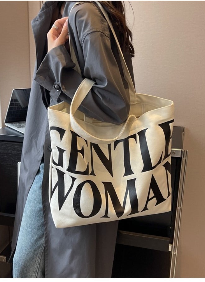 Generic - Women's Large Capacity Shopping Bag, Ladies Zipper Closure Handbag Tote Bags Clutch Bag, Daily Commuting Canvas Shoulder Bag Side Bag Carry Bag Satchel Bags College Bag for Girls/College Students - Image 1