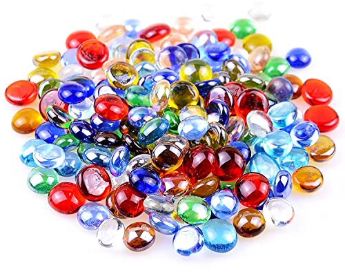 KINGOU 100 pcs Flat Glass Marbles Replacement Mancala Stones 06 LB Mixed Colored Flat Glass PebblesBeadsGems for Games Vase Filler Beads Aquarium Pebbles DIY Craft 1216mm - Image 1