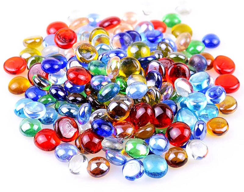 KINGOU 100 pcs Flat Glass Marbles Replacement Mancala Stones 06 LB Mixed Colored Flat Glass PebblesBeadsGems for Games Vase Filler Beads Aquarium Pebbles DIY Craft 1216mm - Image 2