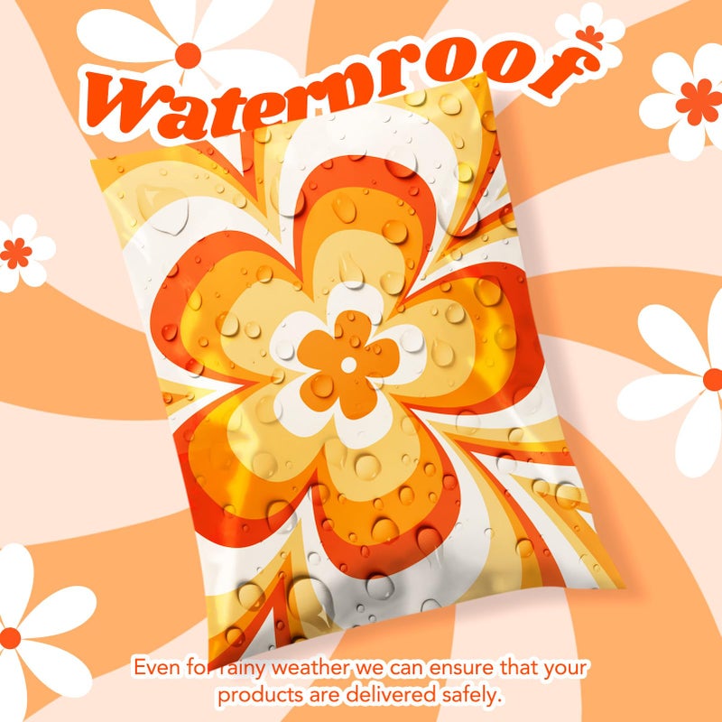 Metronic Poly Mailers 14.5x19 50pc Orange Flower,Waterproof Self Seal Shipping Bags Envelopes, Cute Floral Mailers Poly Bags Packaging Mailing Bags for Small Business Packing Shipping Clothes & Gifts - Image 3