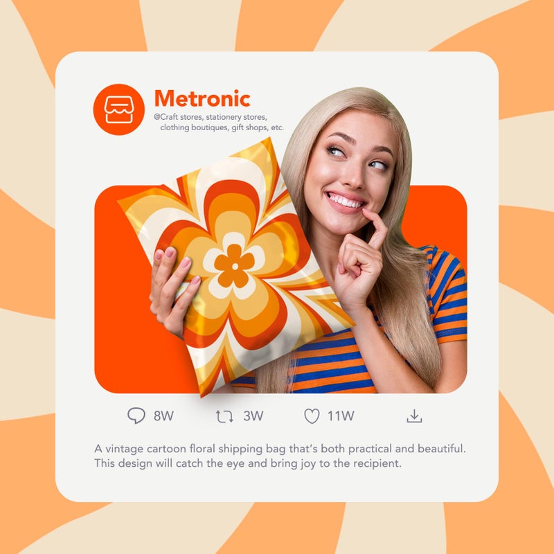 Metronic Poly Mailers 14.5x19 50pc Orange Flower,Waterproof Self Seal Shipping Bags Envelopes, Cute Floral Mailers Poly Bags Packaging Mailing Bags for Small Business Packing Shipping Clothes & Gifts - Image 5