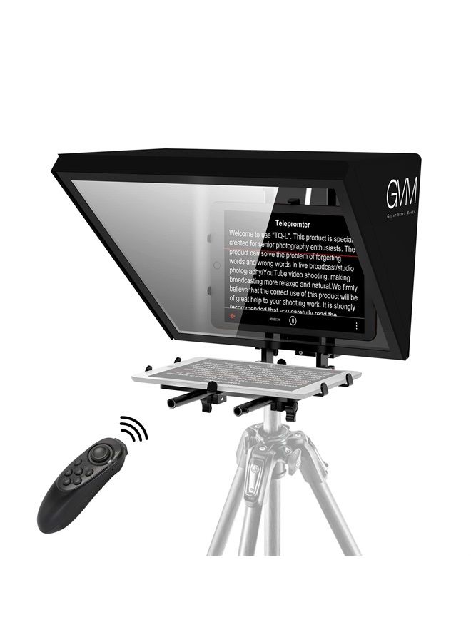 GVM Great Video Maker GVM Teleprompters for ipad Tablet DSLR Camera Portable 18'' Teleprompter Kit with Remote Control & App,Solid Aluminum Constructions,Colorless Spectroscope,Ultra HD Wide-Angle Lens  - Image 1