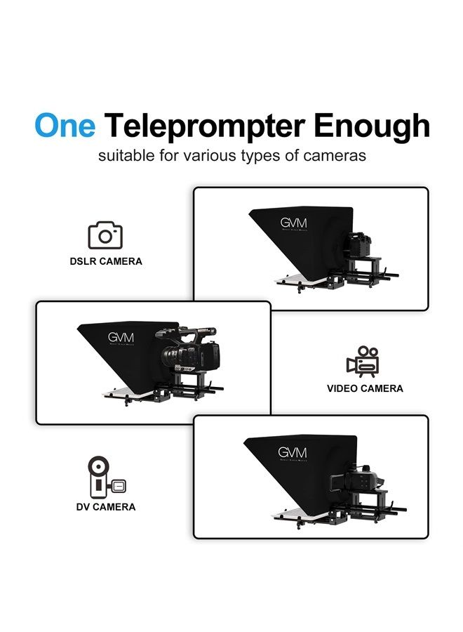 GVM Great Video Maker GVM Teleprompters for ipad Tablet DSLR Camera Portable 18'' Teleprompter Kit with Remote Control & App,Solid Aluminum Constructions,Colorless Spectroscope,Ultra HD Wide-Angle Lens  - Image 4