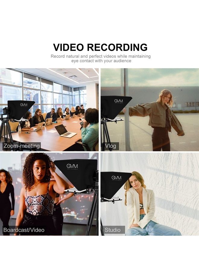 GVM Great Video Maker GVM Teleprompters for ipad Tablet DSLR Camera Portable 18'' Teleprompter Kit with Remote Control & App,Solid Aluminum Constructions,Colorless Spectroscope,Ultra HD Wide-Angle Lens  - Image 5