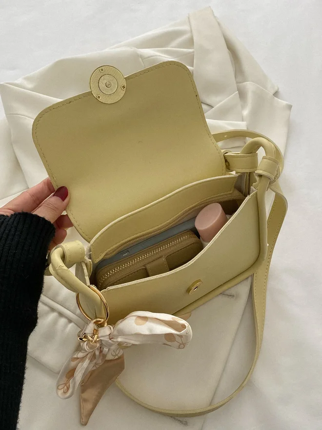 Styli Yellow Shoulder Bag with Bow Detail