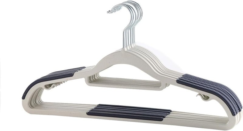 ManGotree 10-Pack Ultra-Thin Non-Slip Plastic Hangers - Space Saving Clothes Hangers with 360° Rotating Hook - Image 1