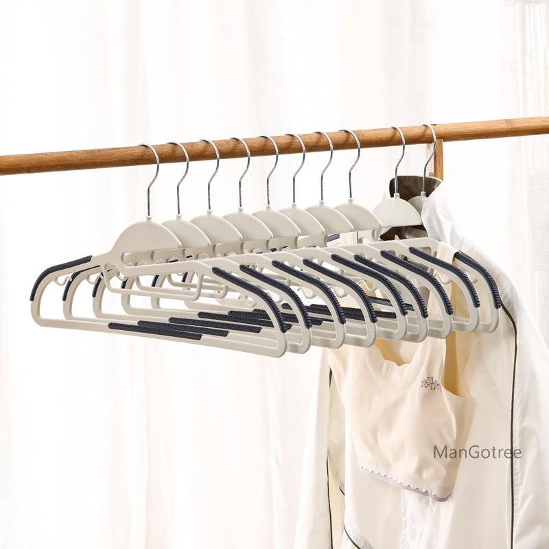 ManGotree 10-Pack Ultra-Thin Non-Slip Plastic Hangers - Space Saving Clothes Hangers with 360° Rotating Hook - Image 5