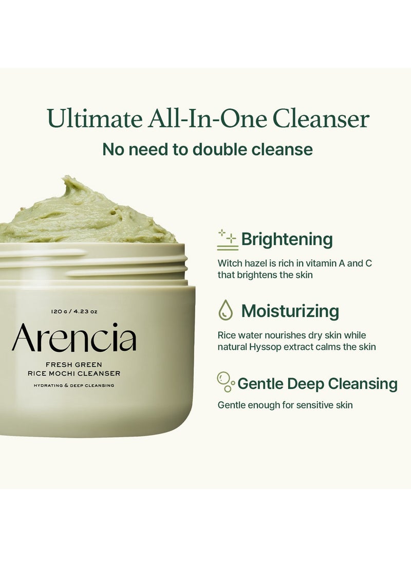 Fresh Green Rice Mochi Cleanser, Moisturizing and Deep Cleansing [Newest Version]