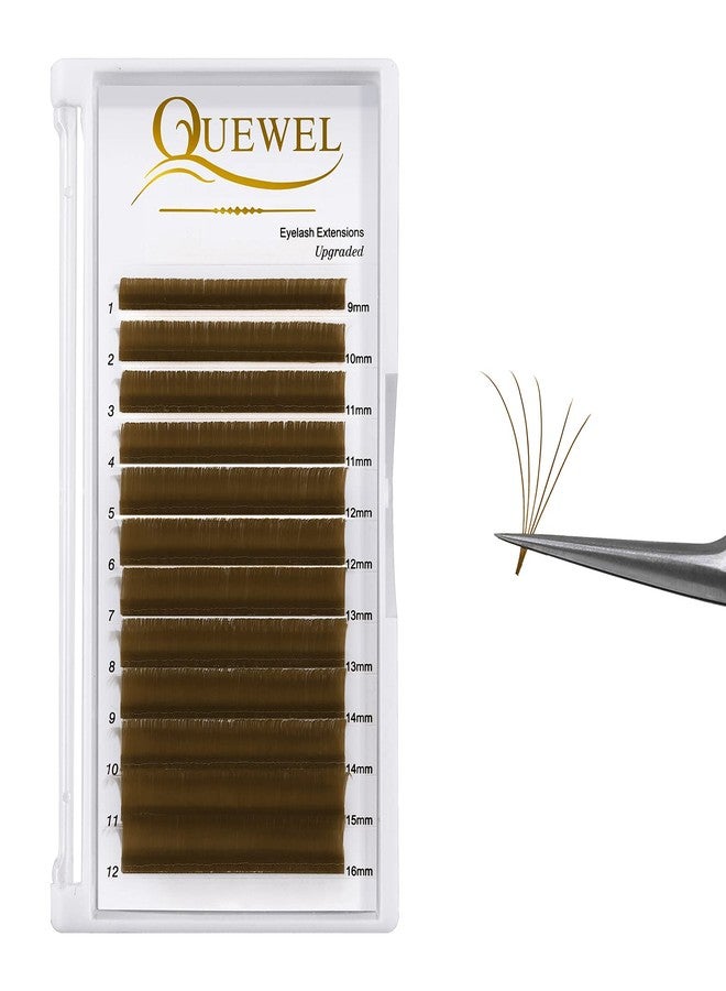 QUEWEL Colored Lash Extensions Easy Fan Volume Lashes Brown Lash Extensions 0.07 C Curl 9-16mm Mixed Tray 3D 5D-20D Rapid Blooming Flower Self Fanning Mega Volume Eyelash Extensions (Brown .07 C 9-16mm) - Image 1