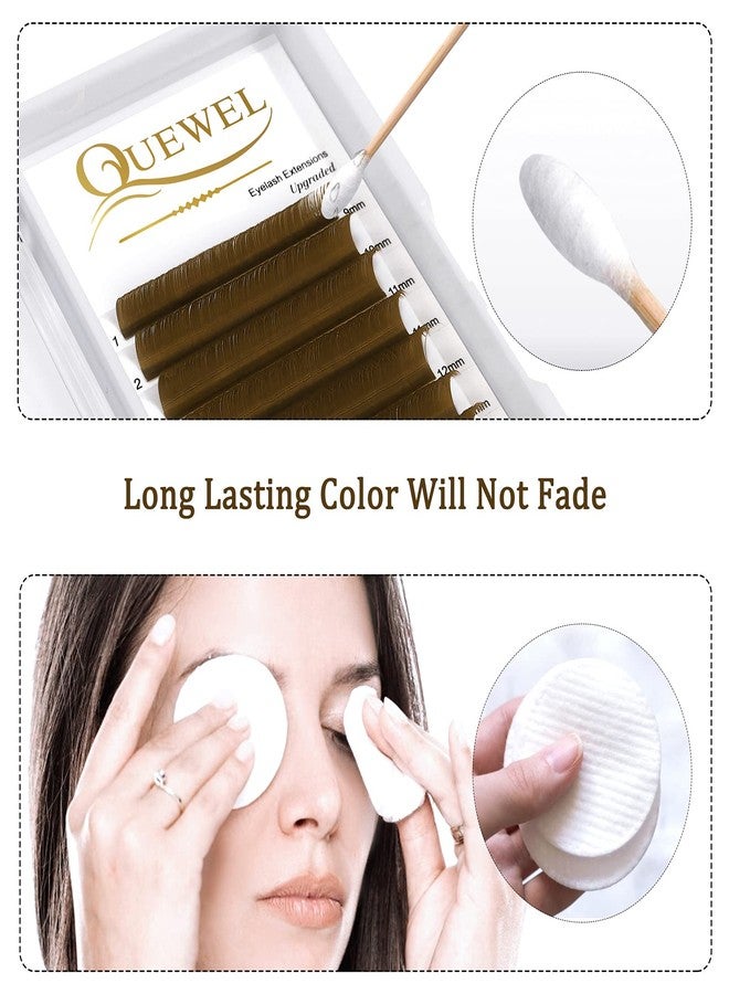 QUEWEL Colored Lash Extensions Easy Fan Volume Lashes Brown Lash Extensions 0.07 C Curl 9-16mm Mixed Tray 3D 5D-20D Rapid Blooming Flower Self Fanning Mega Volume Eyelash Extensions (Brown .07 C 9-16mm) - Image 3