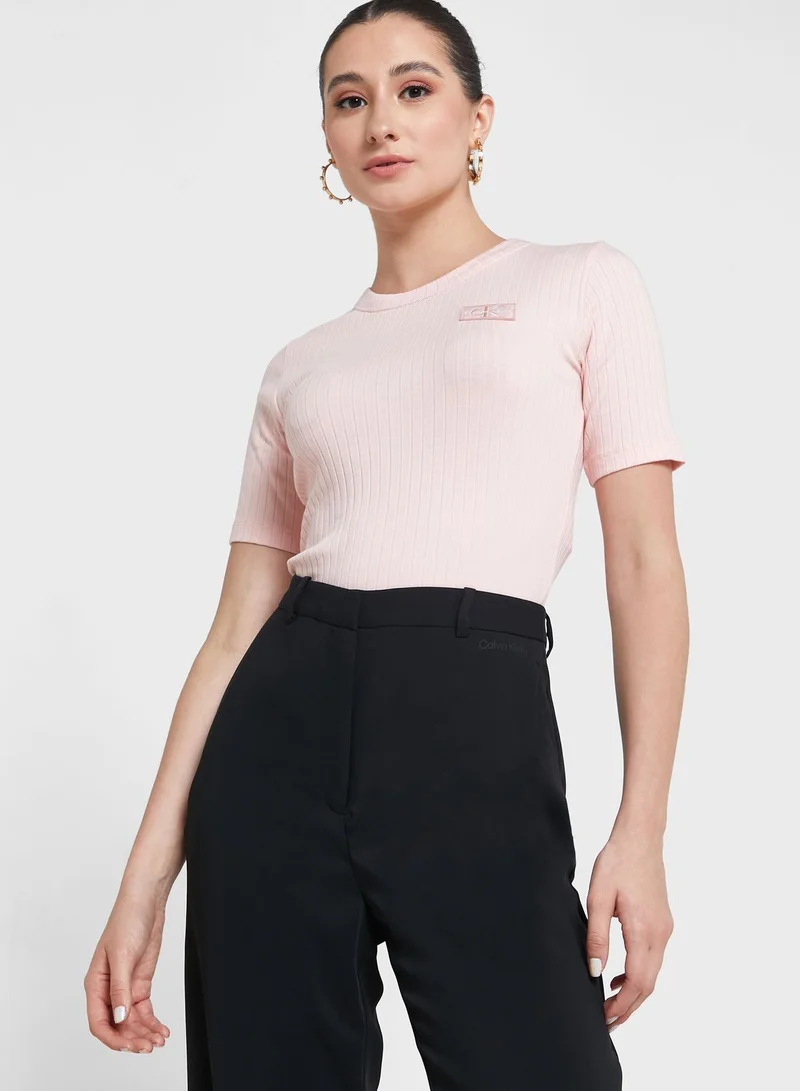 Calvin Klein Jeans Crew Neck Ribbed T-Shirt