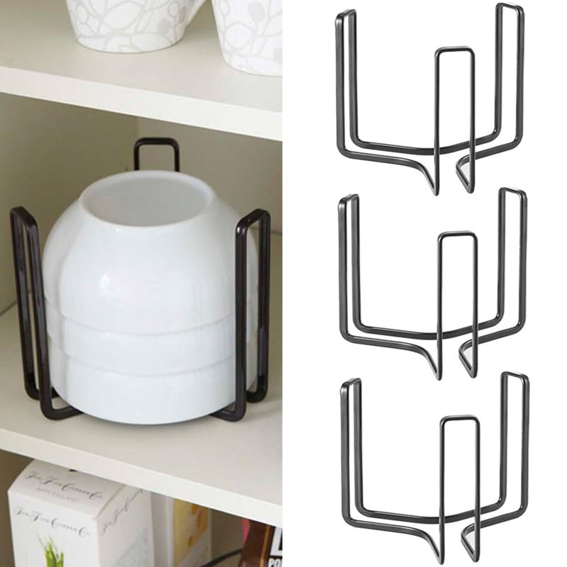 MINGFANITY Dinnerware Bowl Plate Holder Fit for 6.5 Inches Diameters Bowl, Metal Bowl Storage Dying Display Rack for Kitchen Drawer, Countertop, Cabinet, Shelf, Cupboard (Black, Small 4PCS) - Image 1