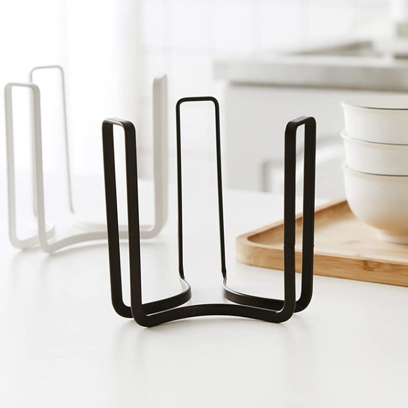 MINGFANITY Dinnerware Bowl Plate Holder Fit for 6.5 Inches Diameters Bowl, Metal Bowl Storage Dying Display Rack for Kitchen Drawer, Countertop, Cabinet, Shelf, Cupboard (Black, Small 4PCS) - Image 3