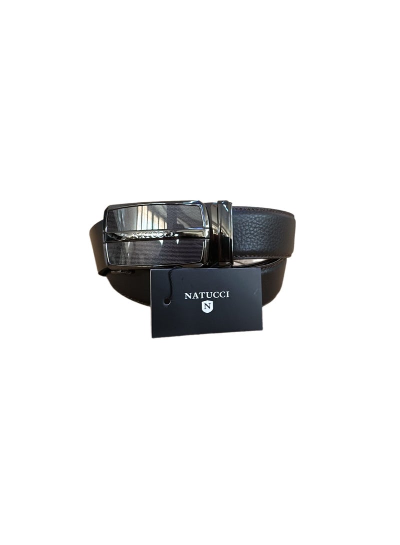 Natucci Leather Automatic Belt, 35 mm Wide, Brown - Image 2