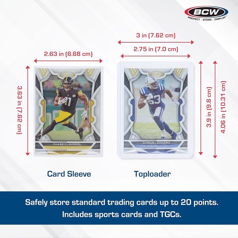 بي سي دبليو BCW 200 Count Card Sleeve and Toploader Combo Pack | Premium Rigid PVC Toploaders and Acid-Free Polypropylene Penny Sleeves | Great for Football, Baseball, Magic The Gathering, Pokemon, YuGiOh, etc - Image 3