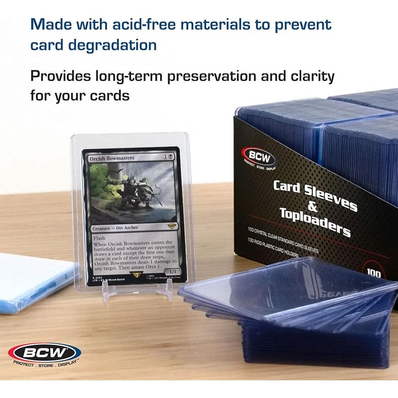 بي سي دبليو BCW 200 Count Card Sleeve and Toploader Combo Pack | Premium Rigid PVC Toploaders and Acid-Free Polypropylene Penny Sleeves | Great for Football, Baseball, Magic The Gathering, Pokemon, YuGiOh, etc - Image 5