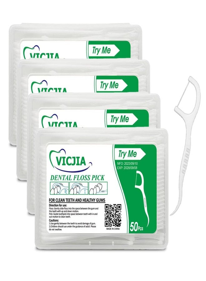VICJIA Tooth Floss Picks Unflavored Dental Floss for Teeth Tooth Picks Flossers,200 Count Floss Sticks for car,Home Tooth Pick Small - Image 2