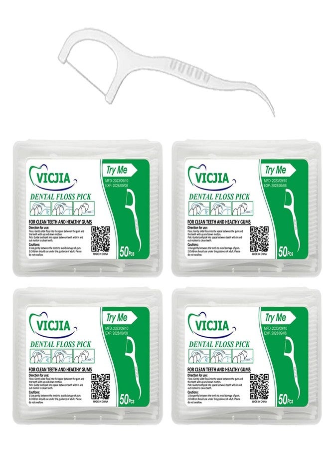 VICJIA Tooth Floss Picks Unflavored Dental Floss for Teeth Tooth Picks Flossers,200 Count Floss Sticks for car,Home Tooth Pick Small - Image 1