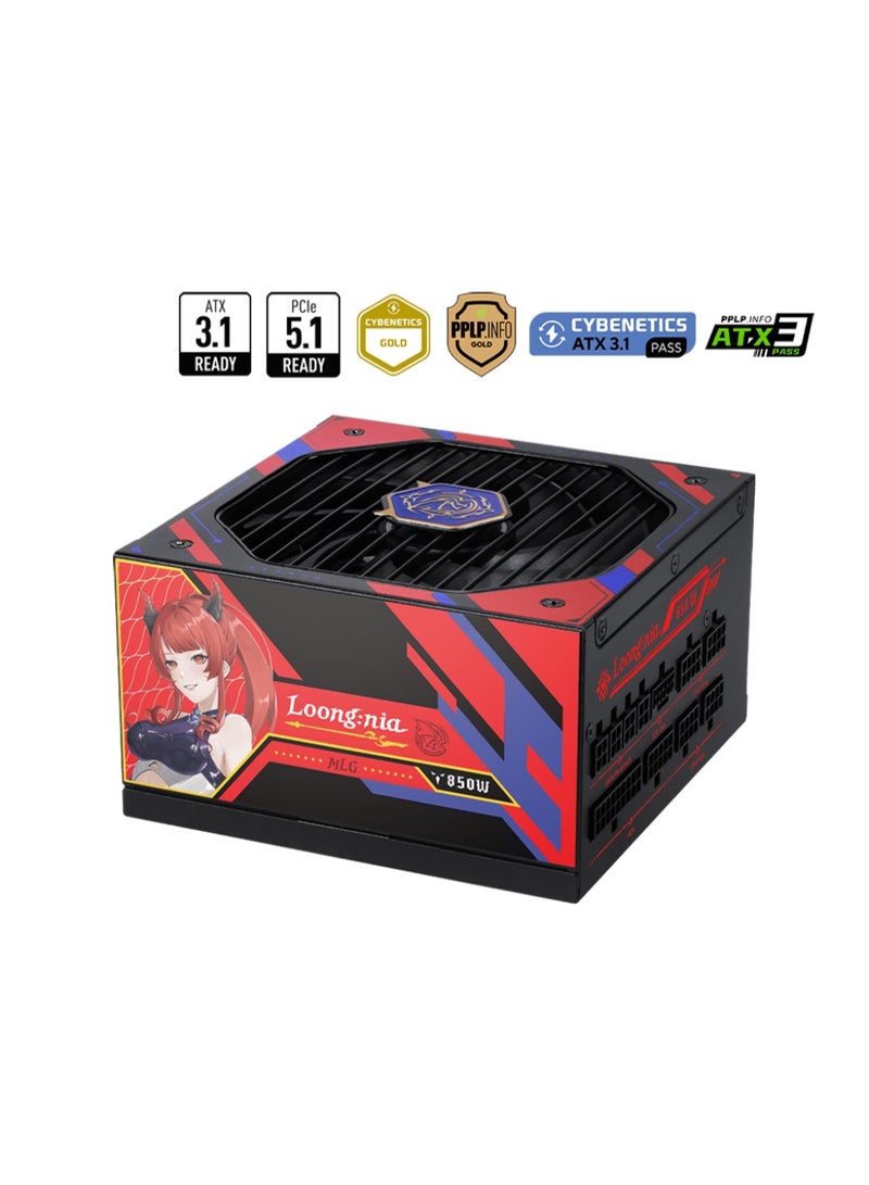MSI A850GLS MLG EDITION 850W Power Supply, 80+ Gold Certified, Fully Modular ATX, PCIe 5.1 12V-2×6 (600W) GPU Ready, FDB 135mm Fan, 105°C Capacitors, Full Protection Suite, Gaming PC PSU | 306-7ZPIY48-CE0 - Image 1