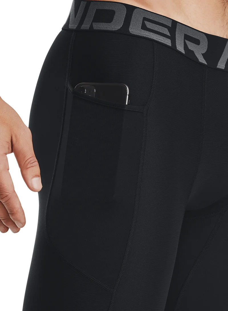 Under Armour Black / White HeatGear Armour Long Shorts for Men | Best Price UAE
