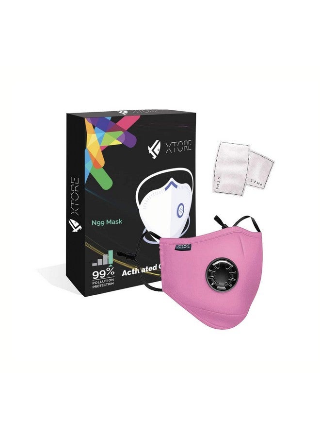 XTORE Certified N99 Fda Ce Washable Mask With Replaceable 5 Layer Filter (1 Mask 2 Filter Orchid Pink)  - Image 1