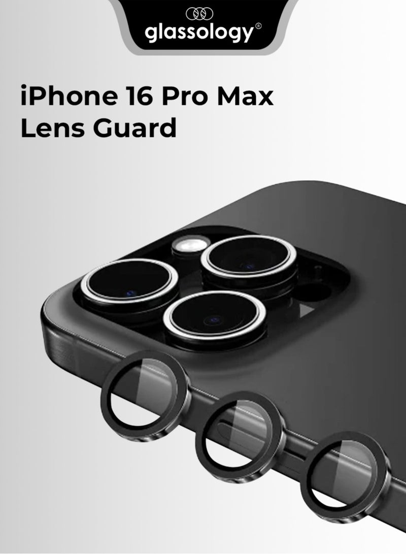 glassology حماية عدسة آيفون 16 برو ماكس مقاومة للخدوش ومضادة لبصمات الأصابع (أسود) - Image 1
