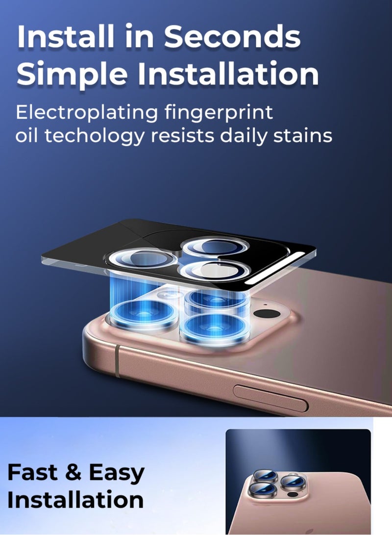 glassology حماية عدسة آيفون 16 برو ماكس مقاومة للخدوش ومضادة لبصمات الأصابع (أسود) - Image 5
