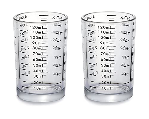 DS.DISTINCTIVE STYLE DS. DISTINCTIVE STYLE Measuring Cup 2 Pieces Shot Glass Measuring Cup with 4 Kinds of Measuring Scale for Small Amount Liquid (Black, 120ml) - Image 1
