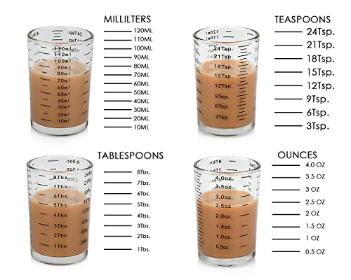 DS.DISTINCTIVE STYLE DS. DISTINCTIVE STYLE Measuring Cup 2 Pieces Shot Glass Measuring Cup with 4 Kinds of Measuring Scale for Small Amount Liquid (Black, 120ml) - Image 3