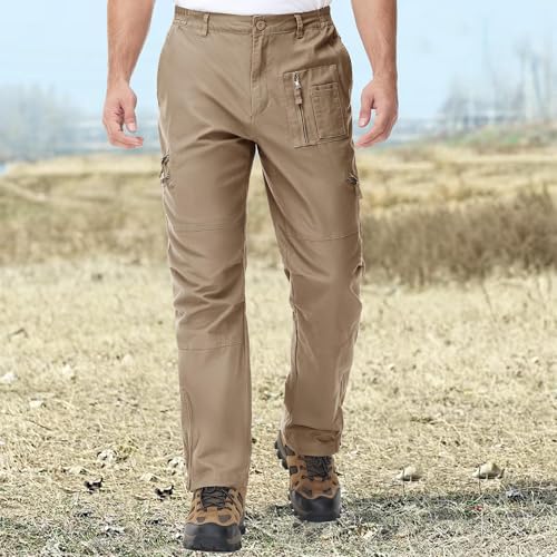 CRYSULLY بنطلونات تكتيكية للرجال من كريسولي 9 جيوب بنطلونات كارجو كاكي للرجال في الهواء الطلق بنطلونات مشي مقاومة للتمزق 36 - Image 2