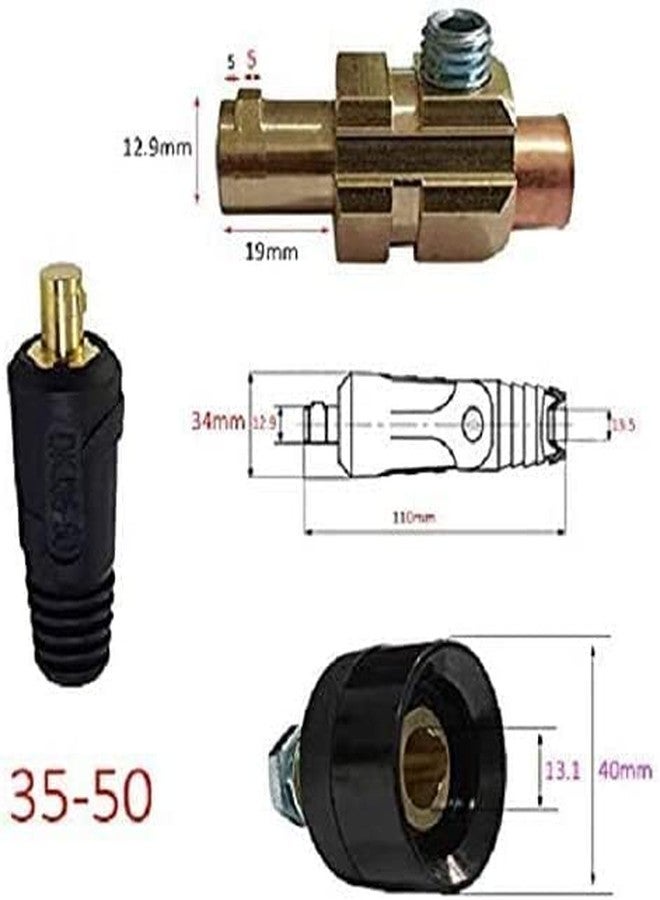 RIVERWELD موصل لوحة كابل لحام TIG من RIVERWELD، طراز DKJ35-50، بقدرة 315 أمبير، متوفر باللونين الأحمر والأسود، بتصميم Dinse سريع التركيب، 4 قطع - Image 3