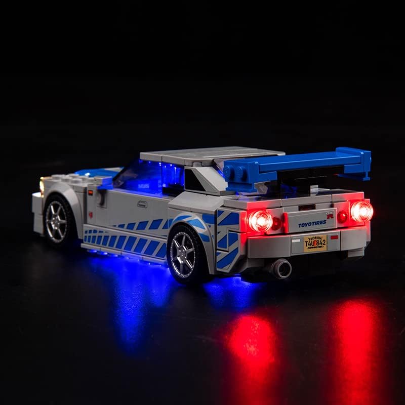 BrickBling LED Light Kit Compatible with Lego Speed Champions Fast & Furious Nissan Skyline GT-R (R34) Car Building Set, Blue Underglow Lights Compatible with Lego 76917 - Not Come with Model - Image 3