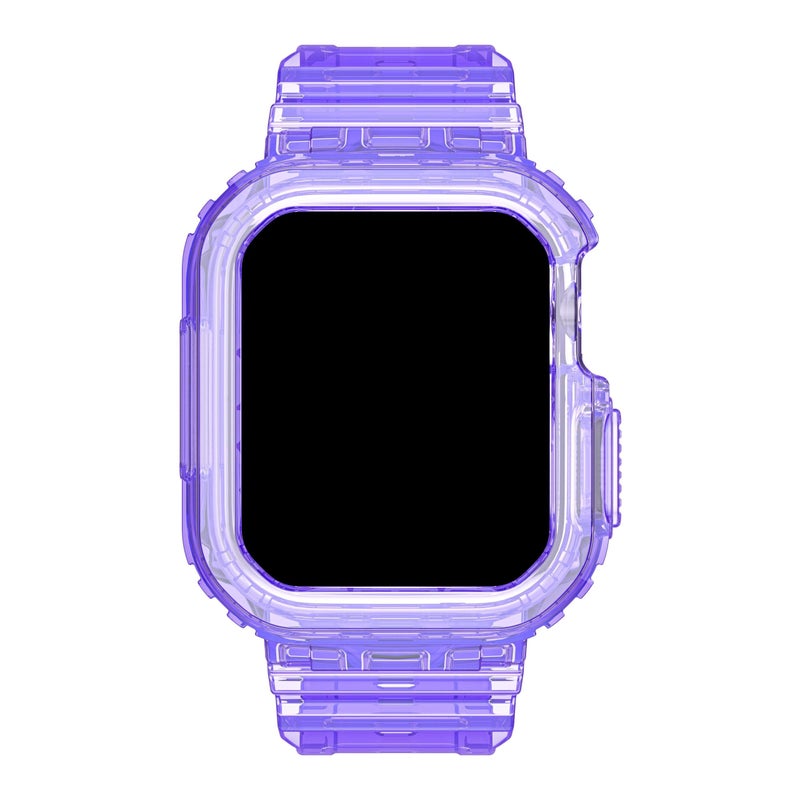 Transparent Pink iWatch Band with Case 44mm 45mm Clear Crystal Soft Silicone Strap Protective Cover - Image 5