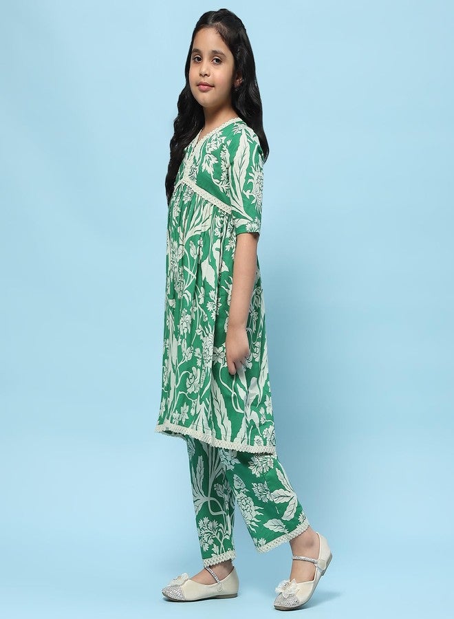 BIBA Girls PRINTED GATHERED KID(KWSPRING SONGS5956_GREEN_9) - Image 2