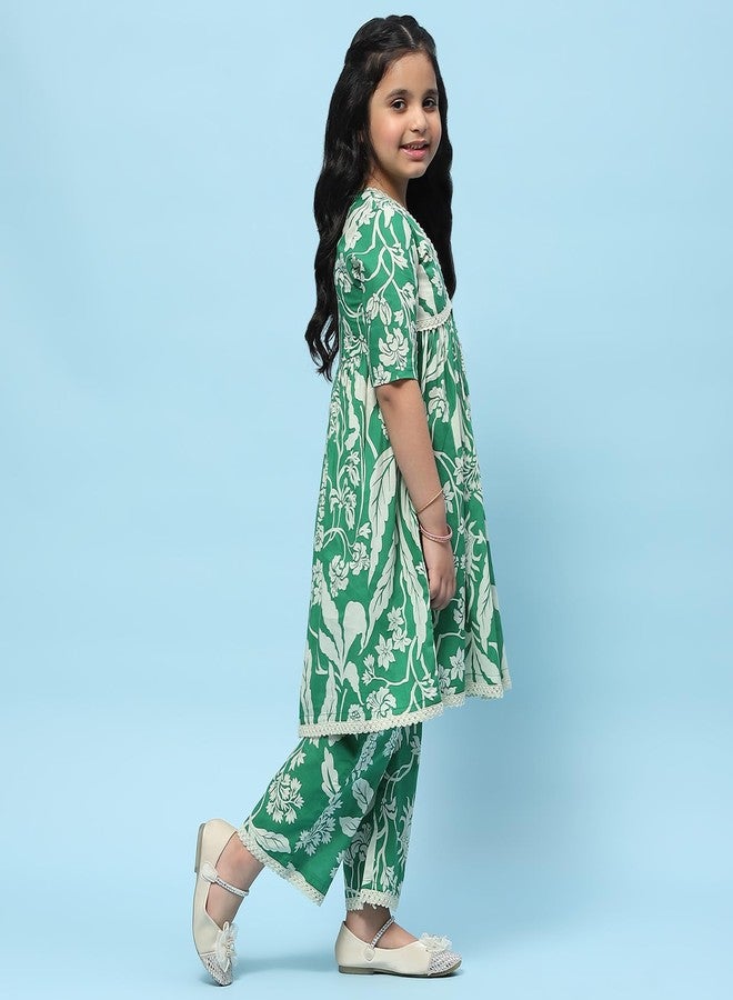 BIBA Girls PRINTED GATHERED KID(KWSPRING SONGS5956_GREEN_9) - Image 3