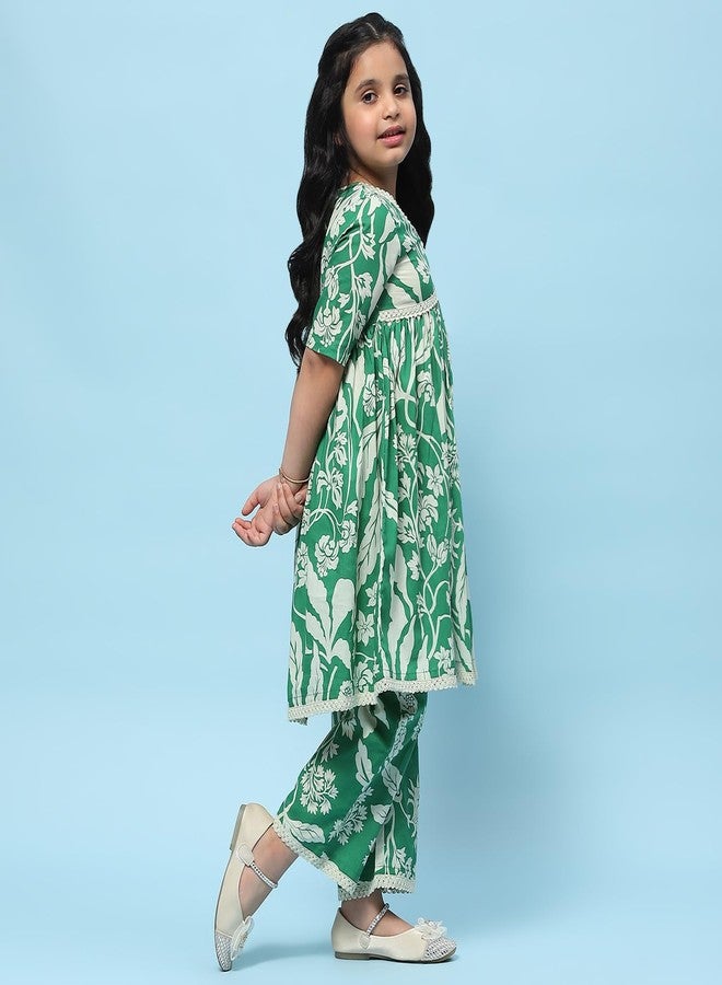 BIBA Girls PRINTED GATHERED KID(KWSPRING SONGS5956_GREEN_9) - Image 4