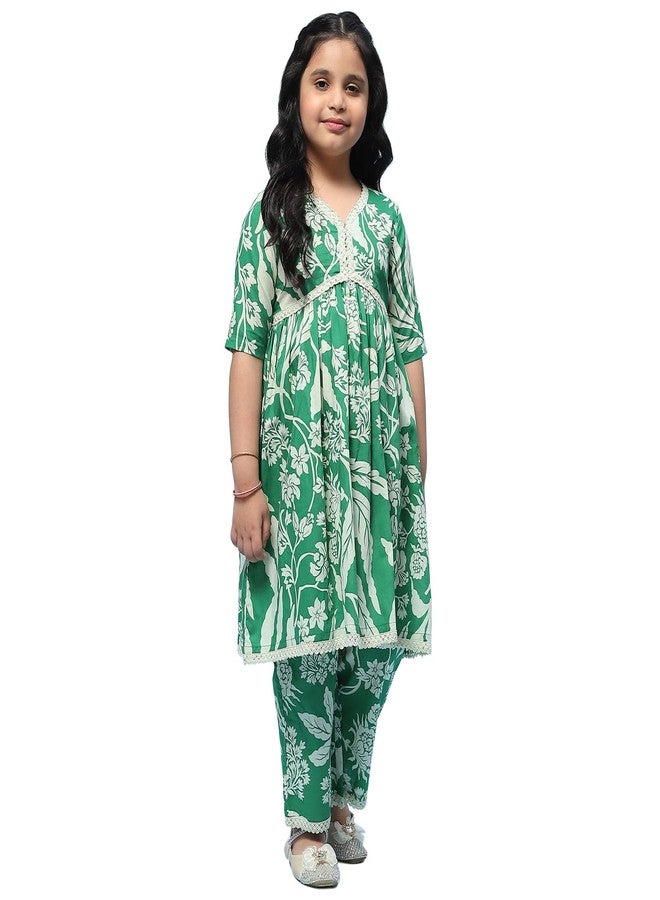 BIBA Girls PRINTED GATHERED KID(KWSPRING SONGS5956_GREEN_9) - Image 1