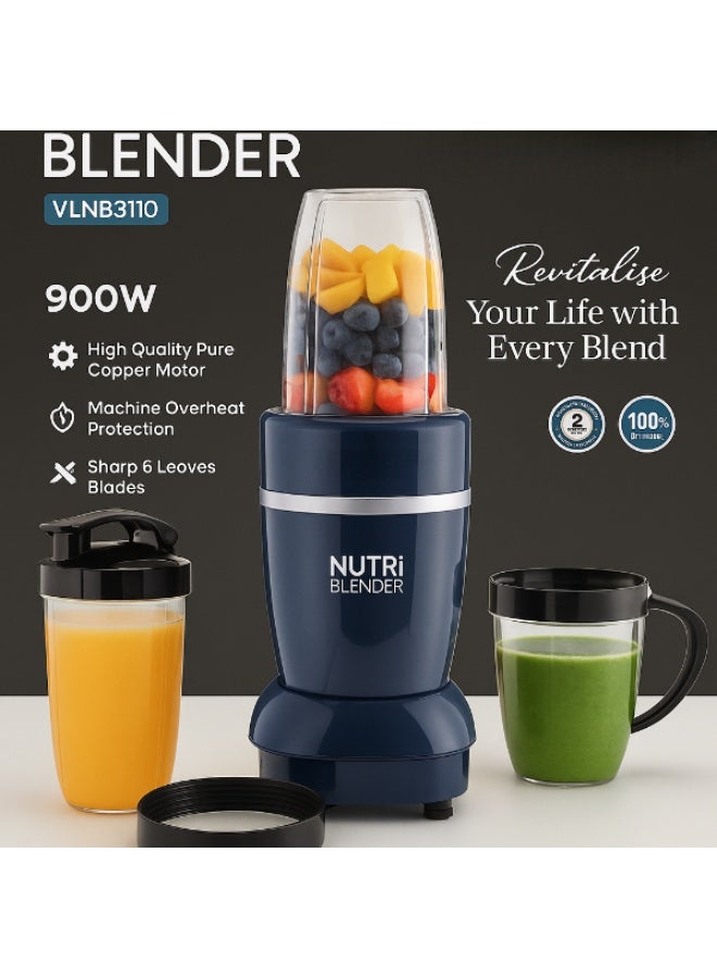 VLTAVA خلاط نوتري 900 واط VLNB3110 – صانع سموذي وشيك شخصي مع 2 جرة ونظام 6 شفرات - Image 2