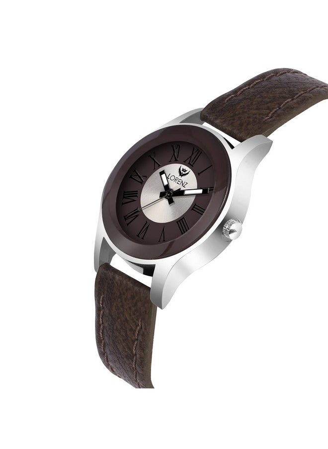 Lorenz LORENZ Leather Combo Of Two Tone Dial Analog Couple Watch For Men & Women Am-12A,Band Color-Brown  - Image 4