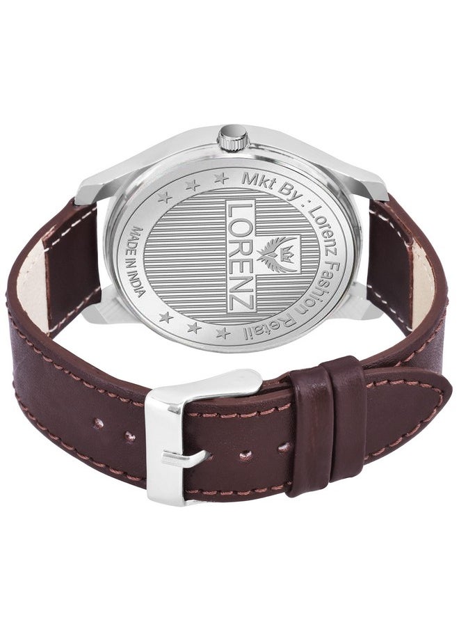 Lorenz LORENZ Leather Combo Of Two Tone Dial Analog Couple Watch For Men & Women Am-12A,Band Color-Brown  - Image 5