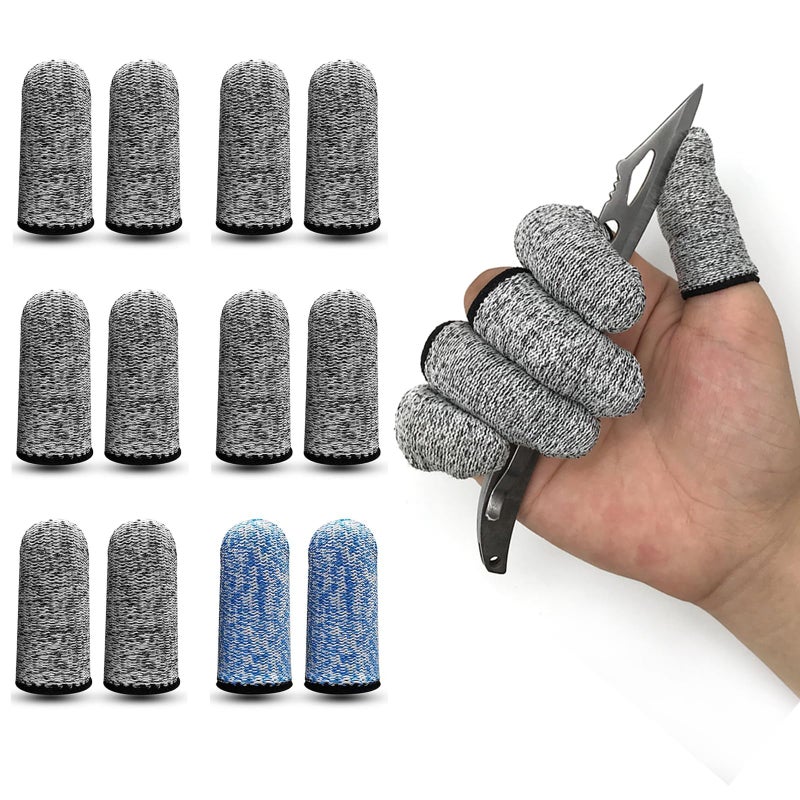 QISLOA 12 PCS Cut Resistant Finger Cots Protector Finger Sleeve Protectors Reusable Finger Guards Finger Covers Protection Cots for KitchenWork Sculpture AntiSlip ReusableGloves Life Extender