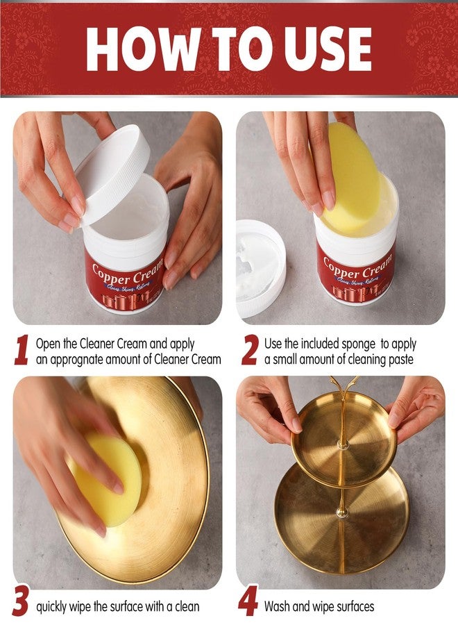 Heigble 4 Pack Silver and Copper Cream Cleaner and Polish Cream 8 Ounce Each Metal Polish for Silver Copper Brass Jewelry Chrome Sink Silverware Cleaner Brass Tarnish Remover - Image 5