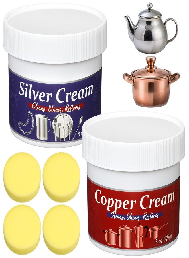 Heigble 4 Pack Silver and Copper Cream Cleaner and Polish Cream 8 Ounce Each Metal Polish for Silver Copper Brass Jewelry Chrome Sink Silverware Cleaner Brass Tarnish Remover - Image 1