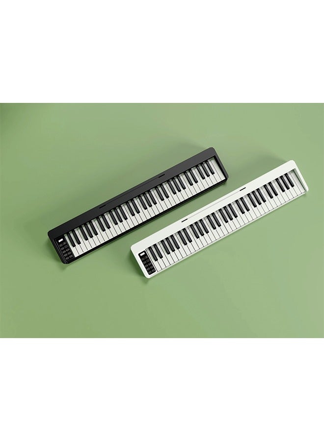 61-Key Foldable Piano with Bluetooth MIDI – Portable Electronic Keyboard for Beginners and Adults, White