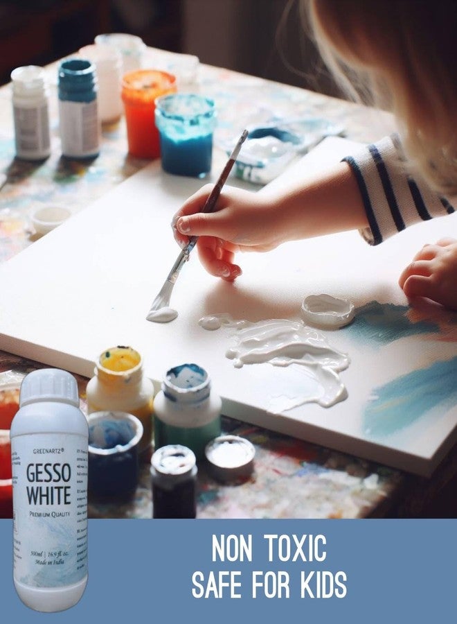 GREENARTZ® Gesso White Acrylic paint surface medium (Gesso White + 5pc MDF coasters, 250ml) - Image 5