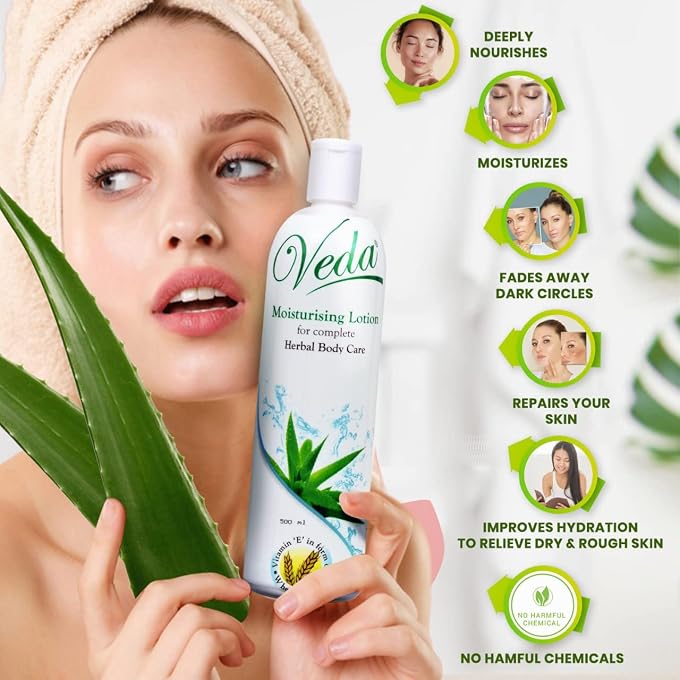 VEDA Moisturising Body Lotion for Complete Herbal Body Care, 500ml - Image 2