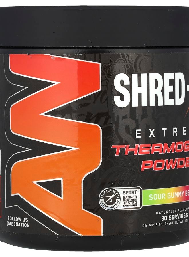 Abe Shred-X Extreme Thermogenic Powder Sour Gummy Bear 10.58 oz (300 g) - Image 2