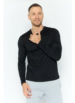 Men Sportswear Fit Long Sleeve Yoga Shirt, Black